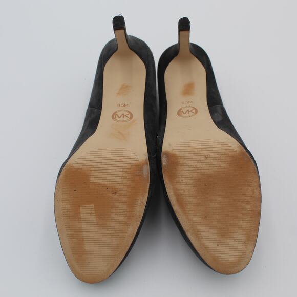 Michael Kors Booties Womens 9.5 Gray Suede High Heel Ankle Boots Zip Logo Lock - Picture 6 of 12